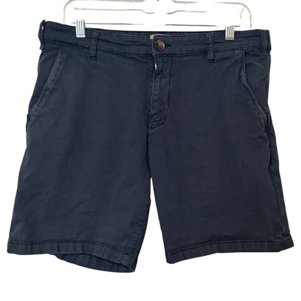 Marine Layer Navy Blue Organic Cotton Twill Chino 6" Inseam Shorts Mens 34